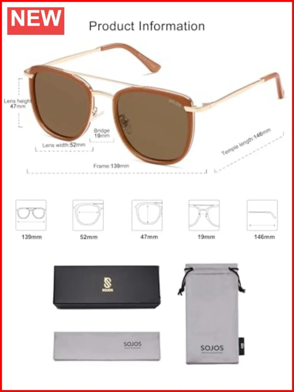 Vintage Aviator Square Polarized Sunglasses UV400